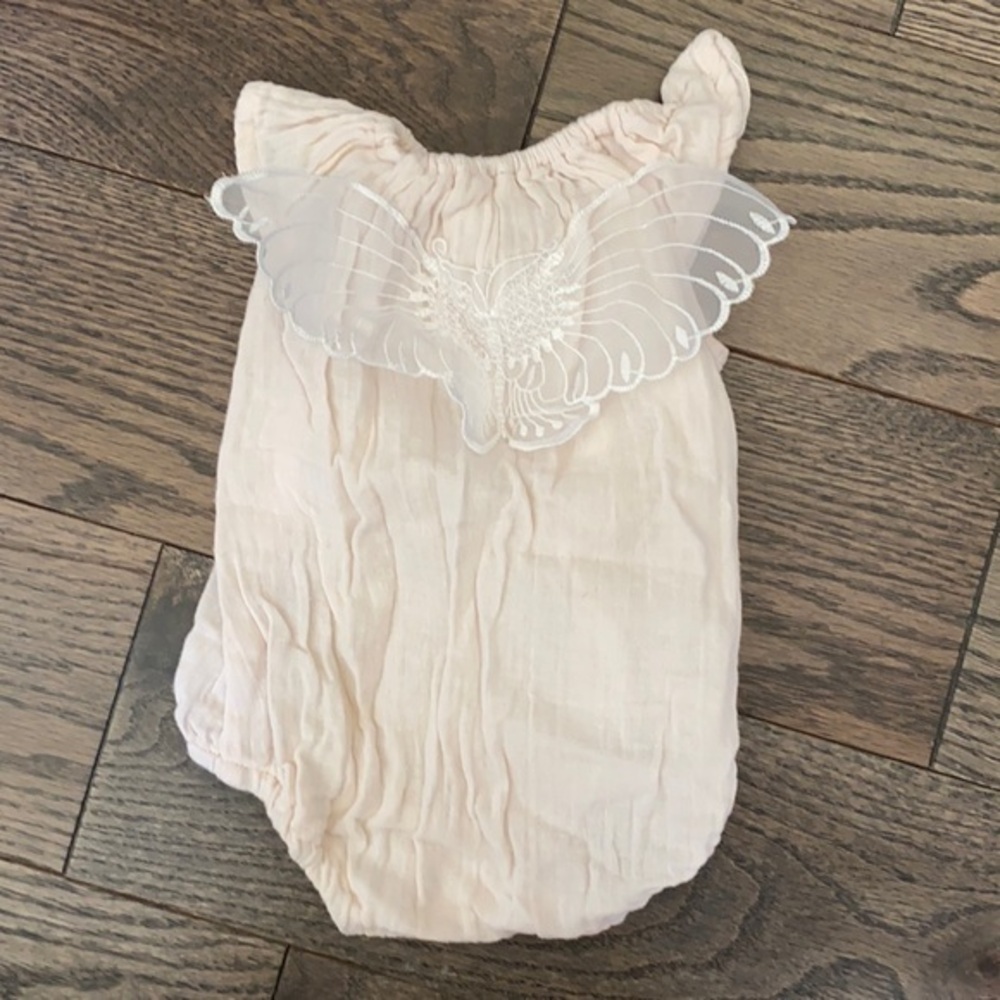 Alex & ant 0-3 body romper detail lace wings baby girl gift beige cream summer